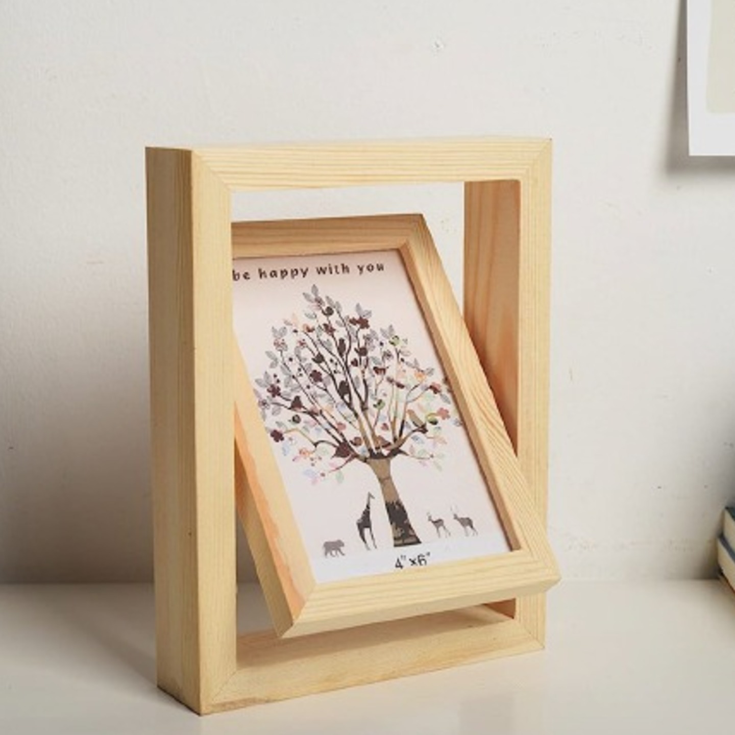 Vertically Rotating Wooden Photo Frame