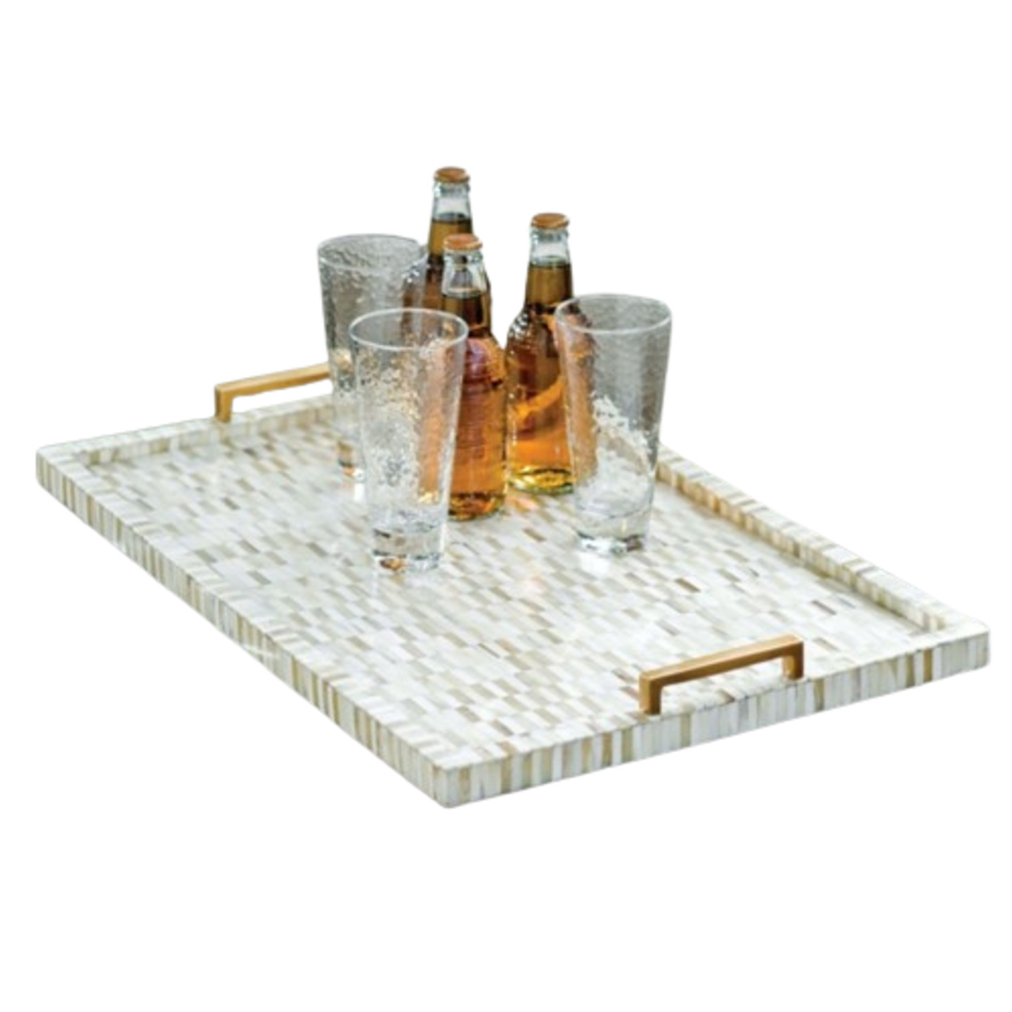 Resin Tray with inlay Work and Metal Handle