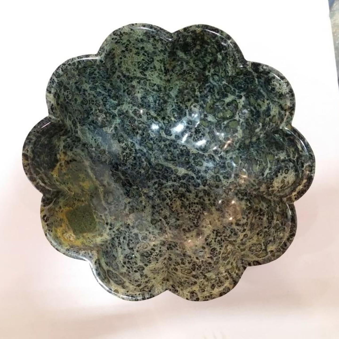 Flower Shape Green Crocodile Jasper hand carved Bowl