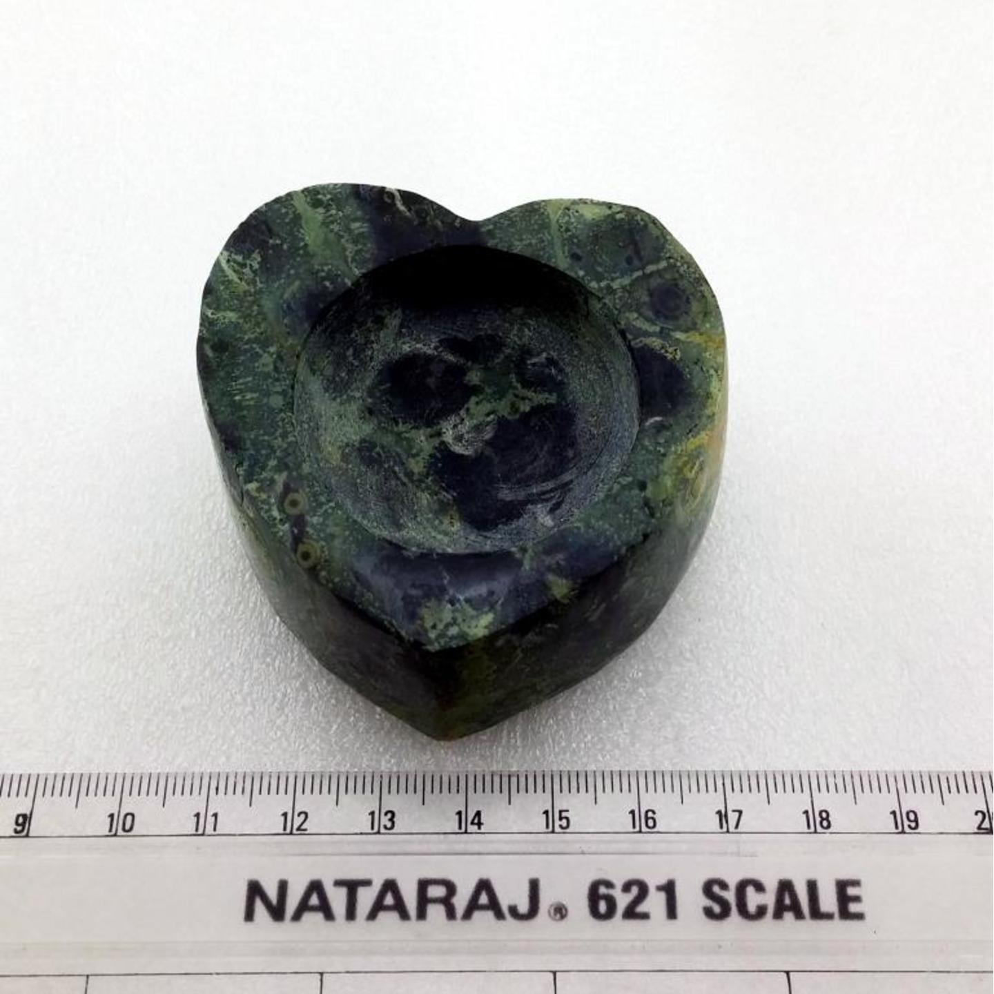 Heart shape T-Light stand in Green Crocodile Jasper