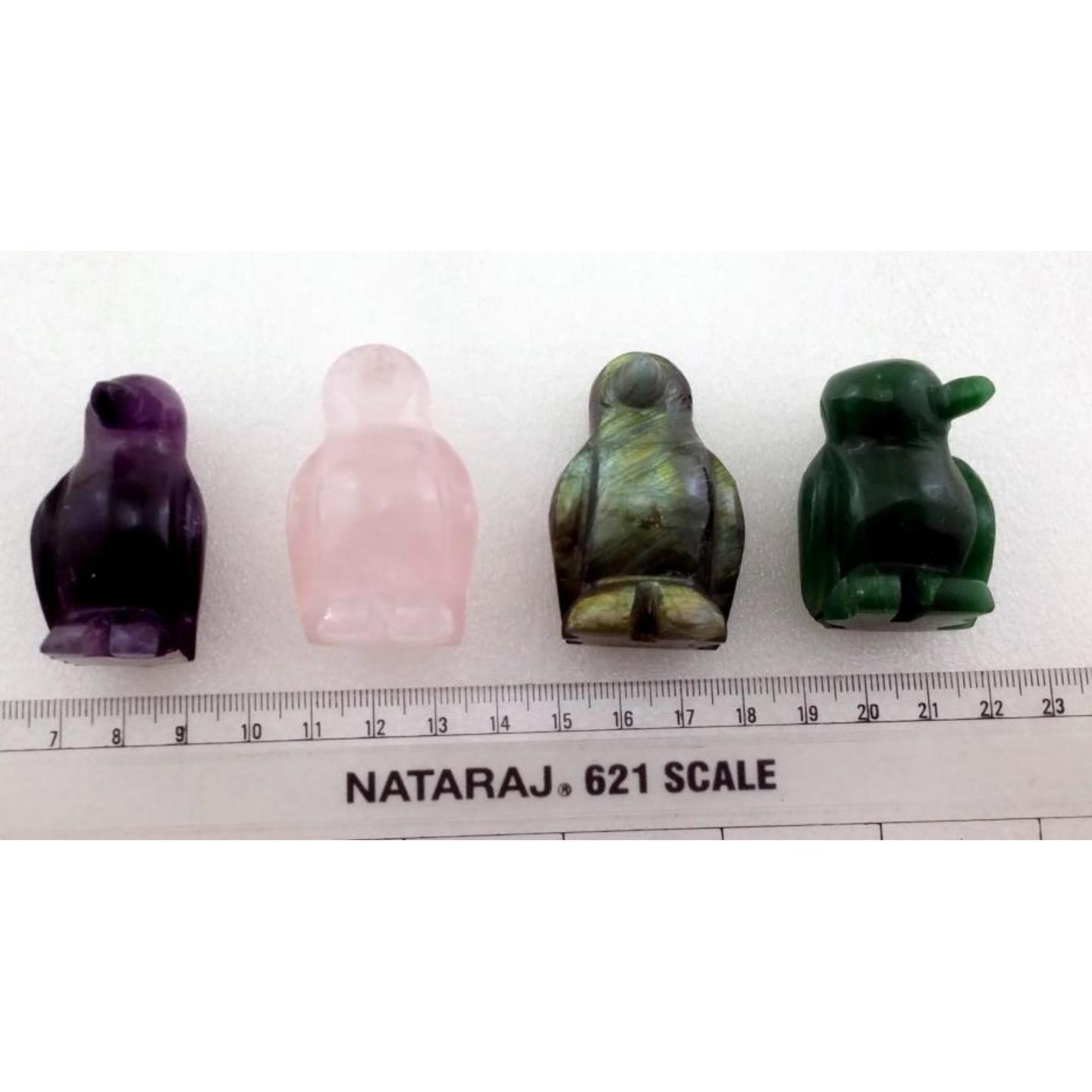 Set of four penguins in Natural Gemstones 