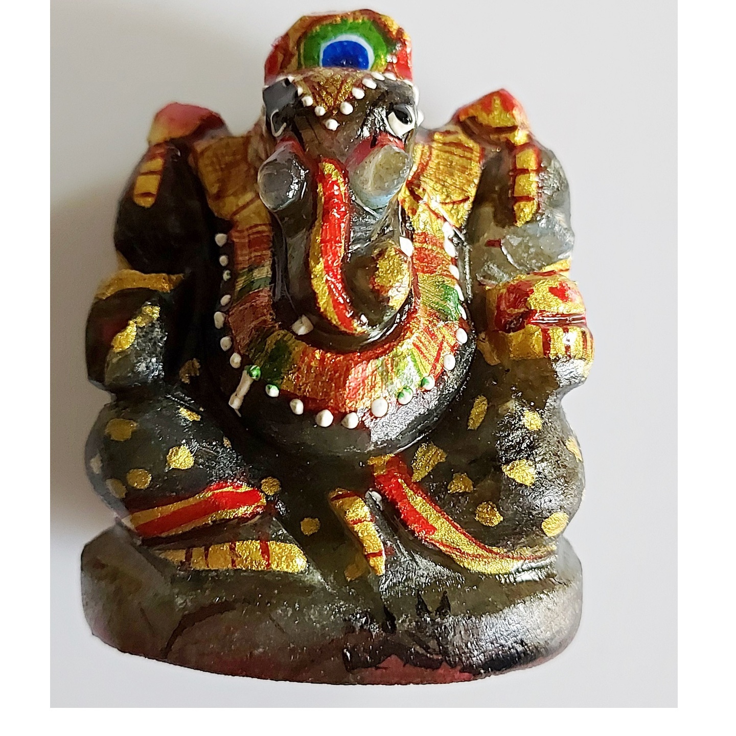 Natural Labradorite Painted Ganesh ji 