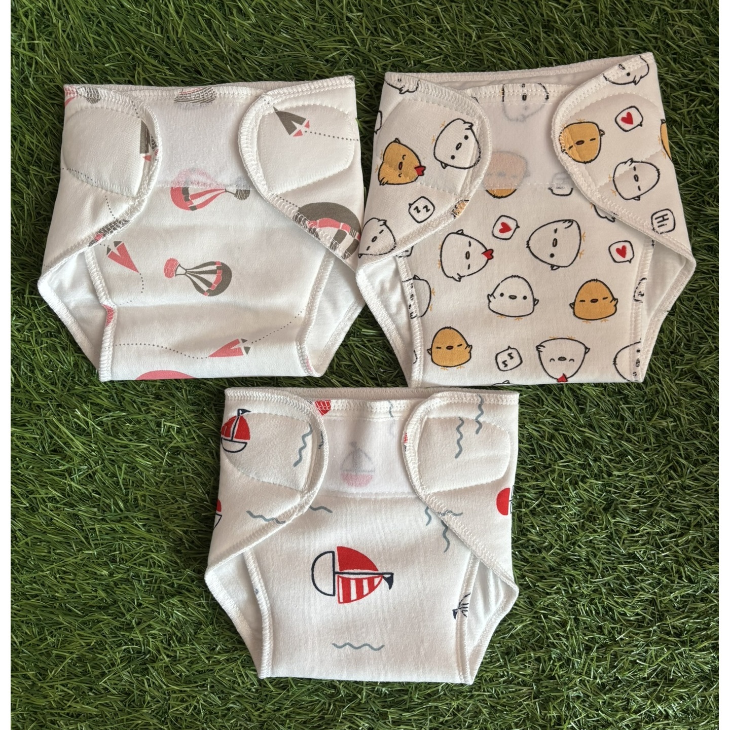 Billy Bum Newborn Organic Velcro Padded Nappies Pack of 3 (Small Size)