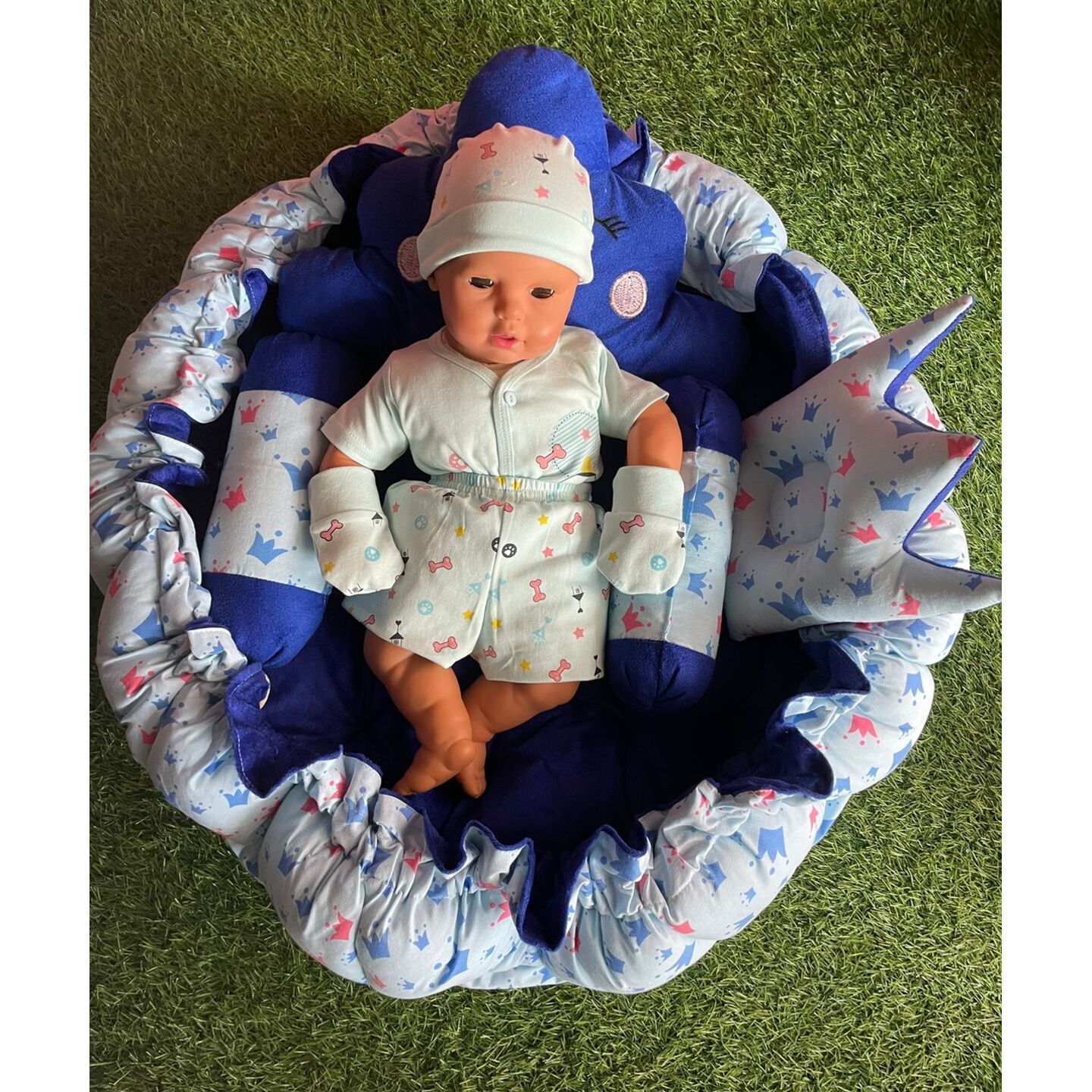 Tub Bedding with Mosquito Net CUM Play Mat for New Born Babies upto 1 Year Royal Blue