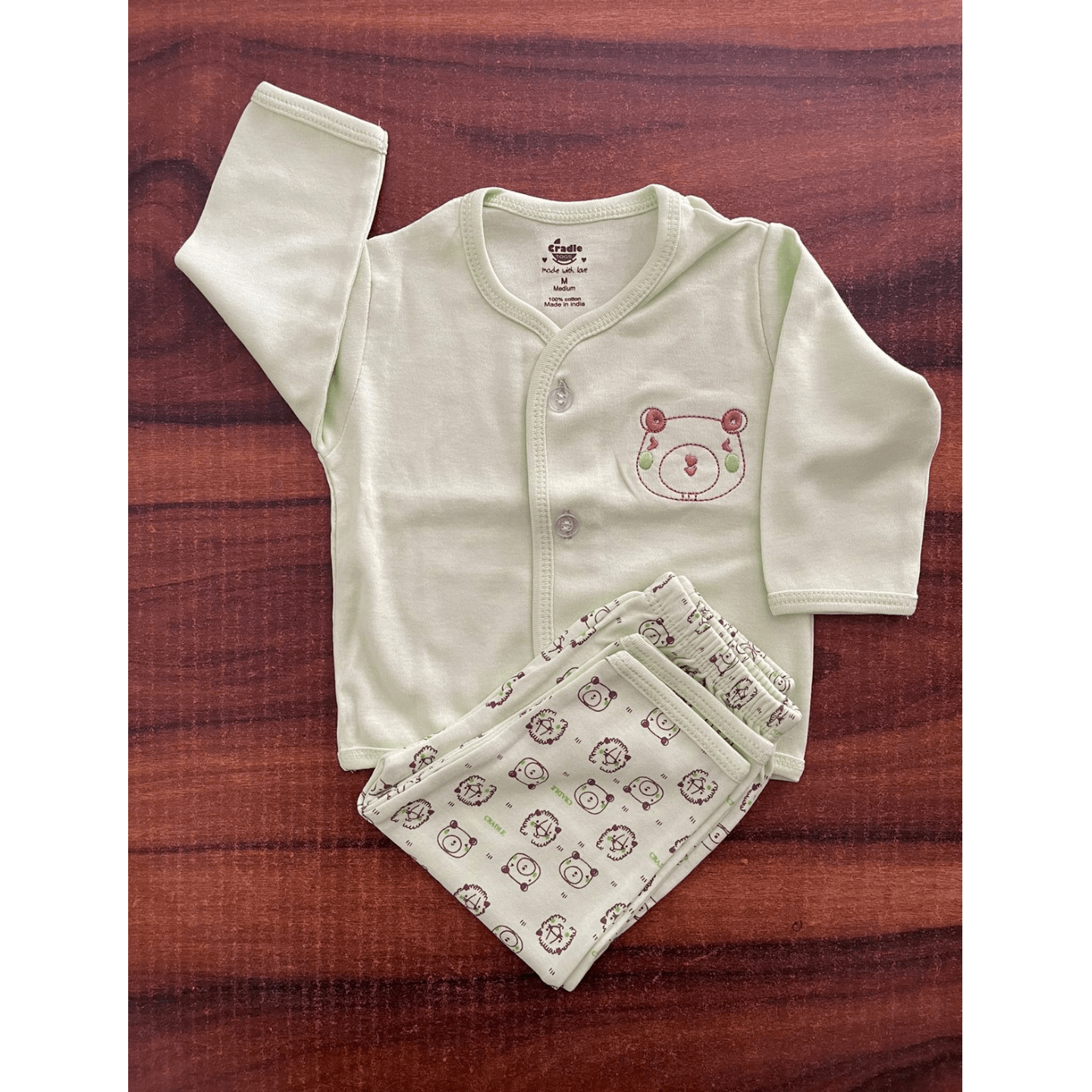 Newborn Infant Baby Kids Cradle Togs Front Open Pyjama Suit NewBorn Size GREEN