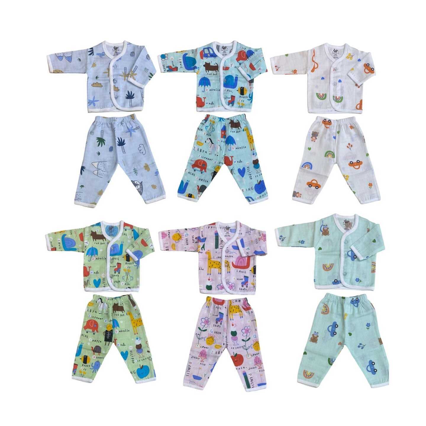 Cradle Togs Newborn Muslin Cotton Full Sleeves Sets (Small Size)