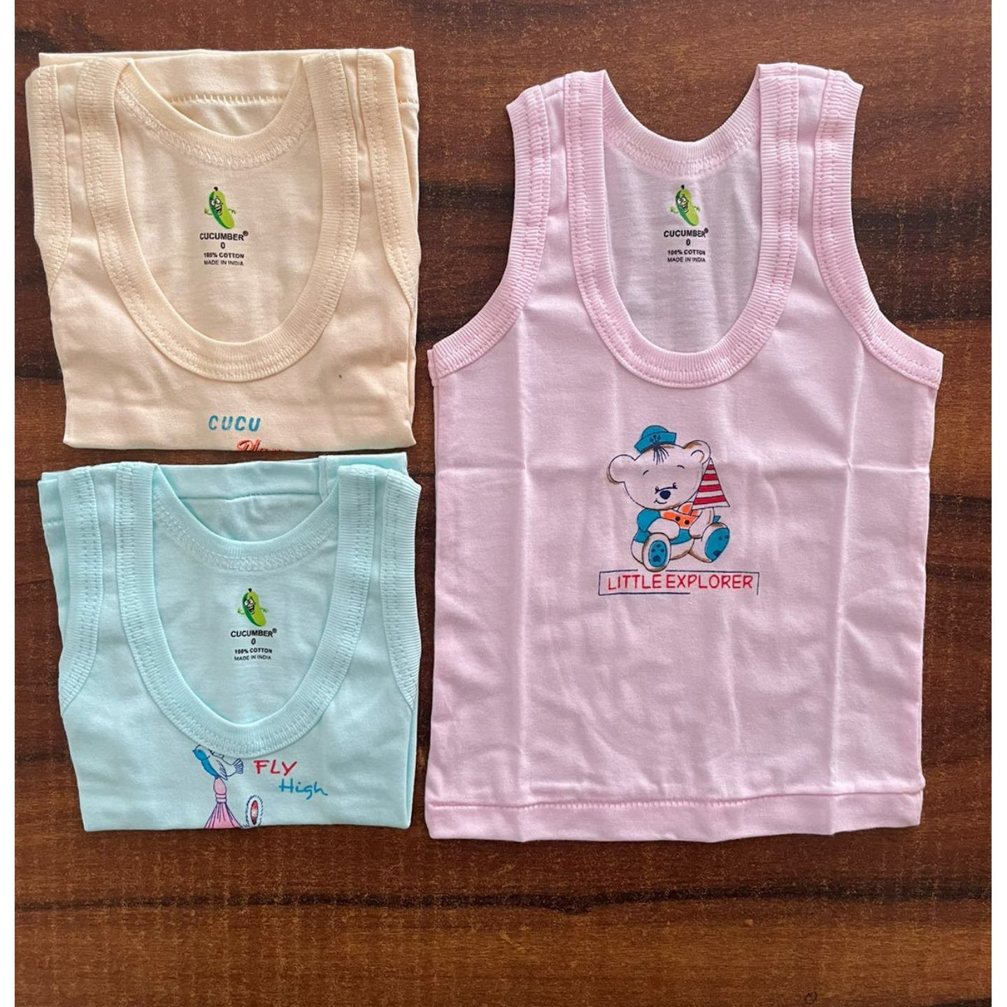 Cucumber New Born Vests Pack of 3 Just RS 175