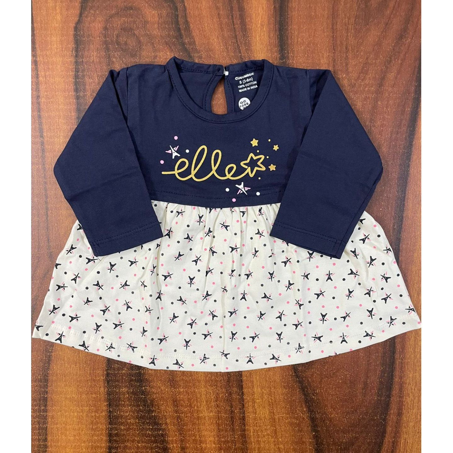 Newborn Infant Kids Cucumber Full Sleeves Frock upto 1 Year
