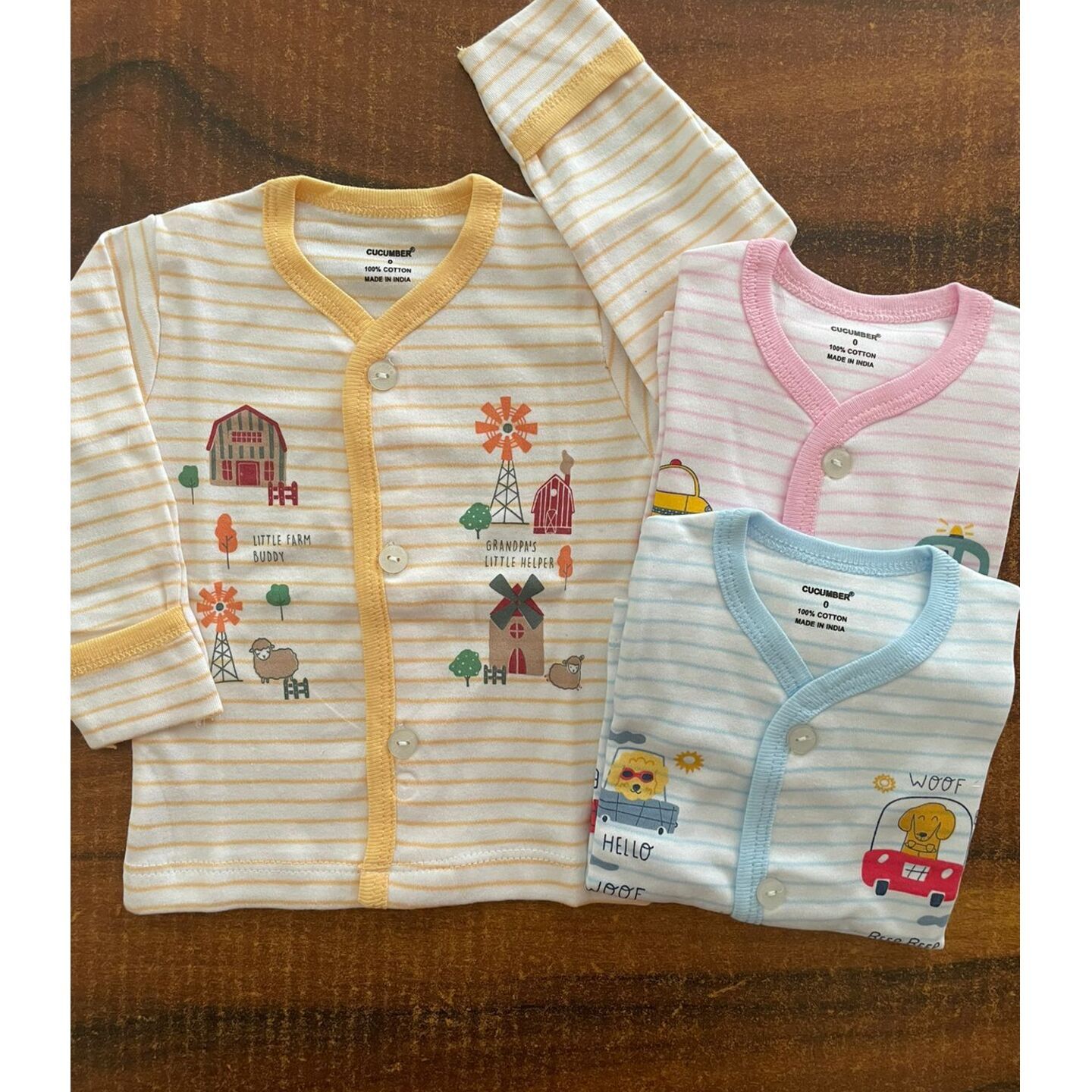Newborn Infant Baby Cucumber Full Sleeves Tops (Pack of 3) Rs 550 New Born Size