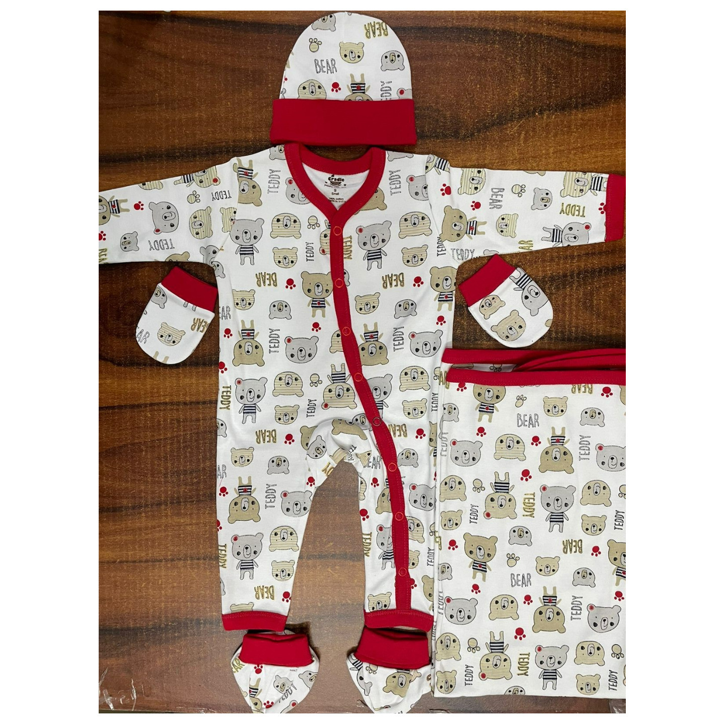 Cradle Togs Newborn Gifting Set 5 Pcs Red Teddy Bear