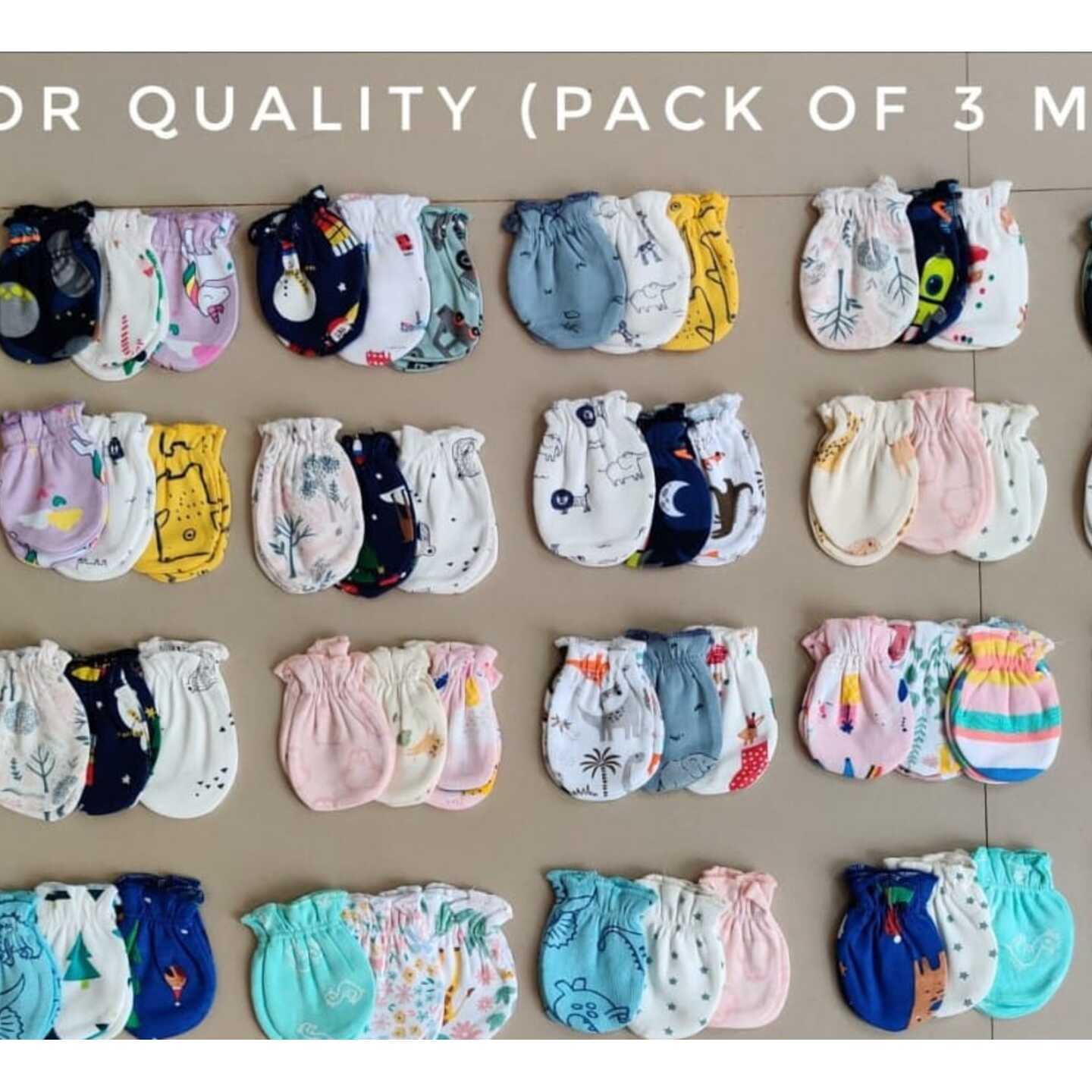 Mamas NewBorn Elastic Mittens Set Pack of 3