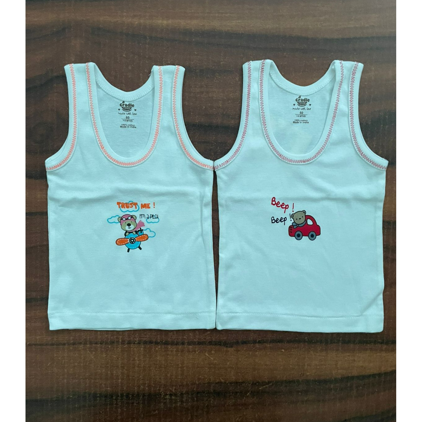Newborn Infant Cradle Togs Unisex Plain White Vests Pack of 2 Rs 250 Only