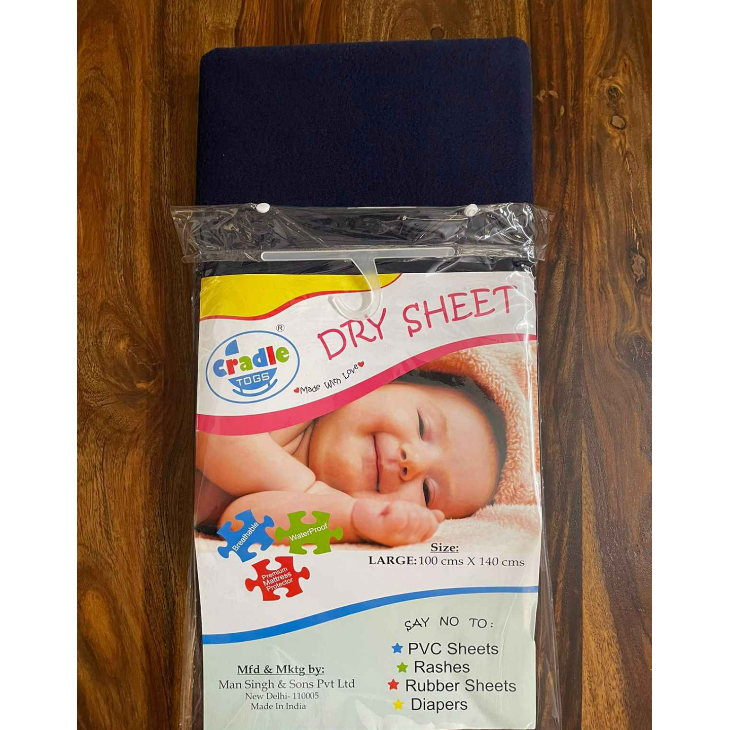 Newborn Infant Kids Cradle Togs Dry SheetsBed ProtectorMattress Protector 70X100CM MEDIUM SIZE NAVY BLUE