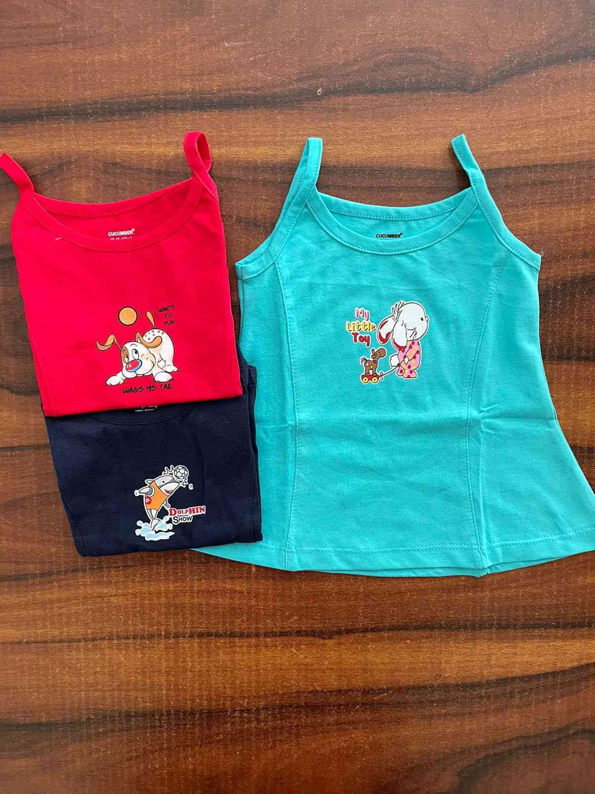Cucumber Girls Inners  Vests  6 to 12 Months Till 18 to 24 Months   Pack of 3