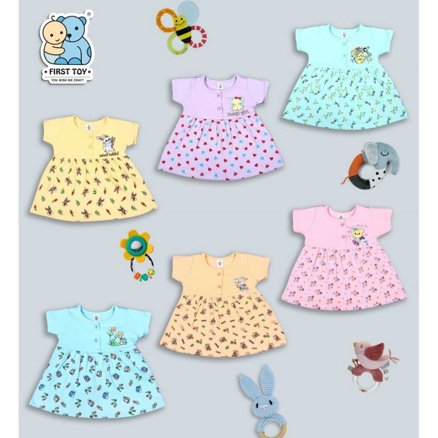 First Toy Newborn Babygirl Infant Kids Frock