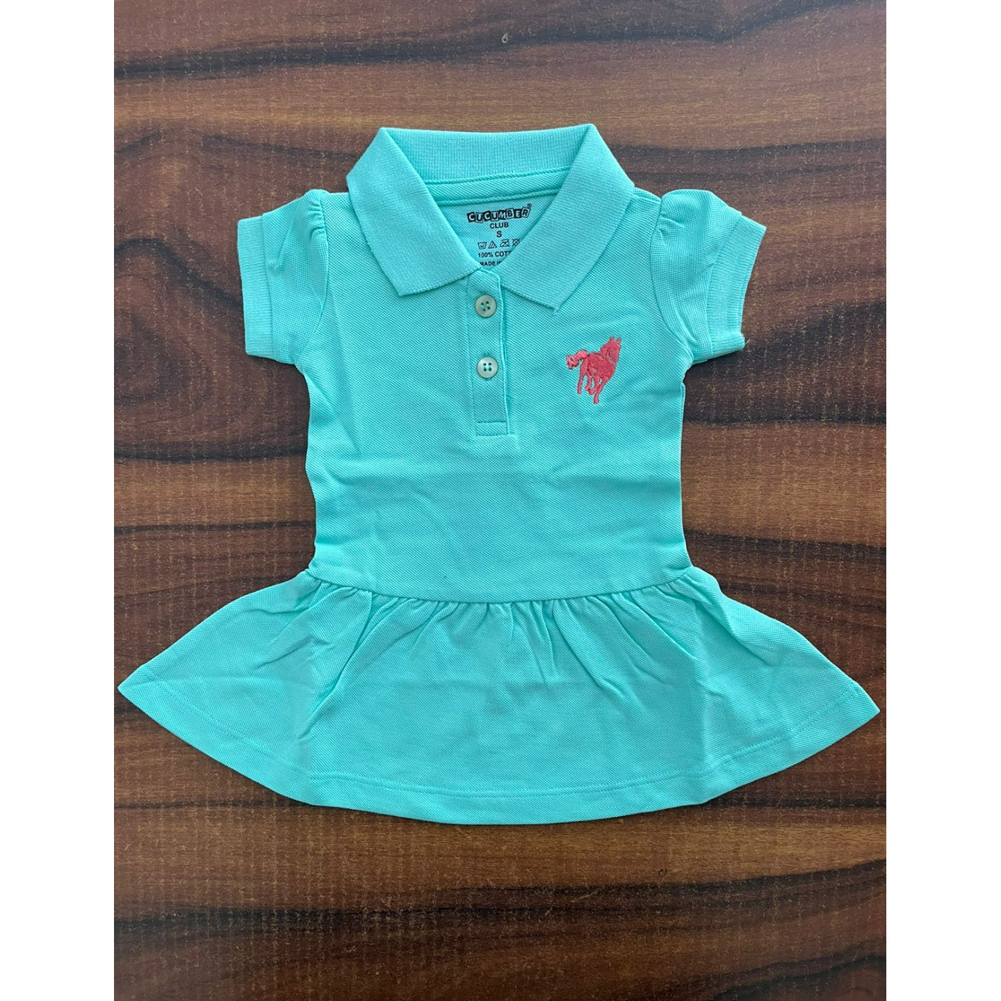 Cucumber Half Sleeves Collar Frock Rs 250 only Small Size 0 to 6 Months