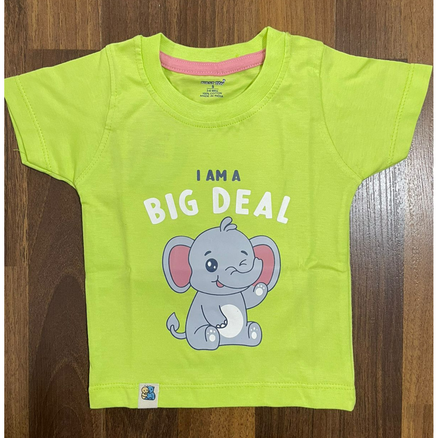 First Toy Round Neck T-Shirts Newborn Babyboy Infant Kids elephant