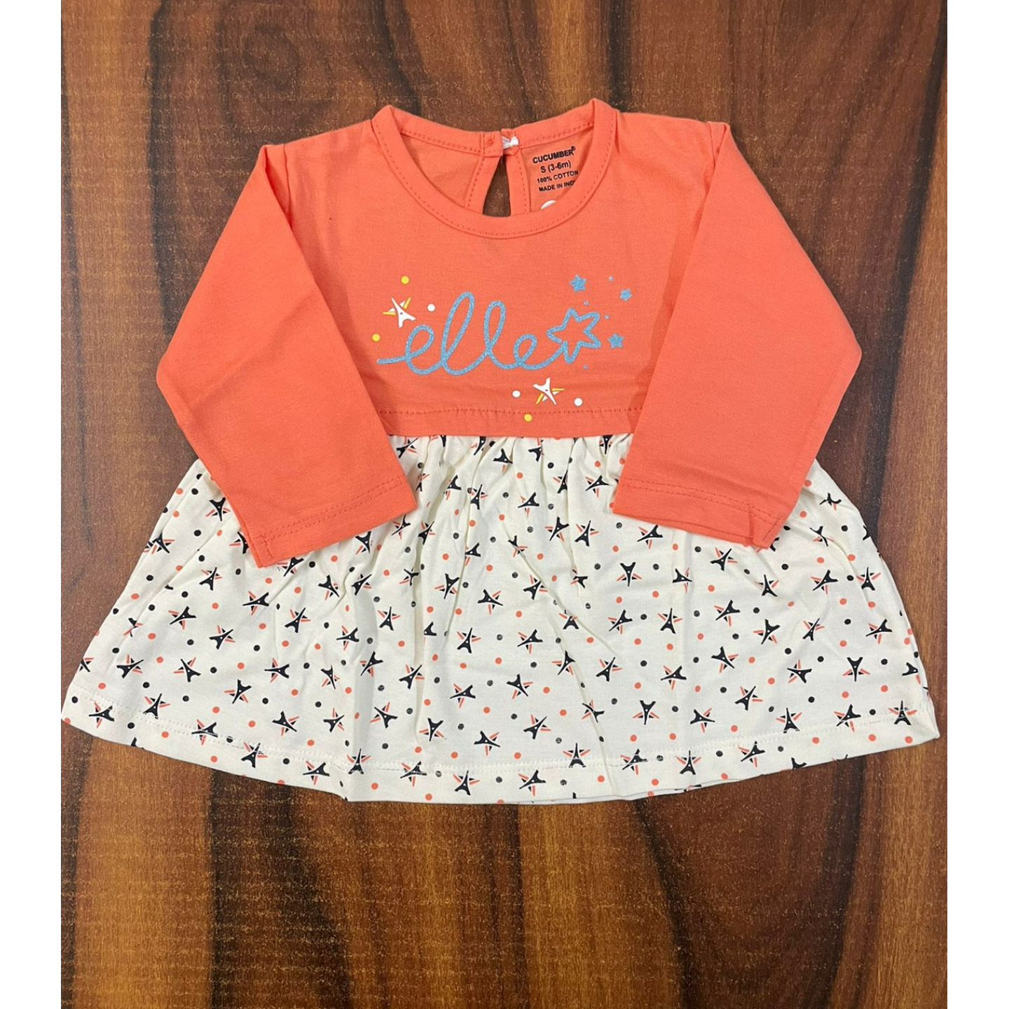 Newborn Infant Kids Cucumber Full Sleeves Frock upto 1 Year
