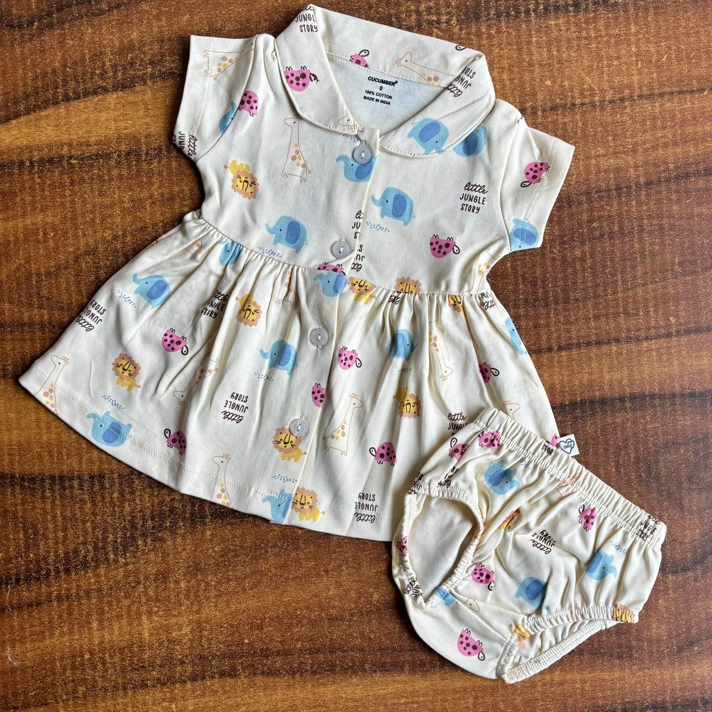 Cucumber collar frock with Panty Newborn size