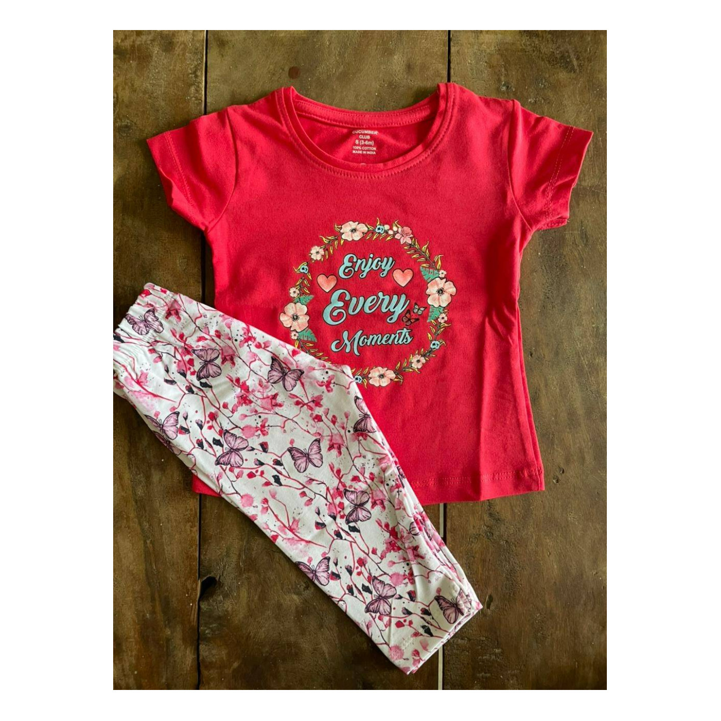 Cucumber Club Half Sleeves Top & Leggings Rs 330 Only Made In India 0 to 12 Months Size