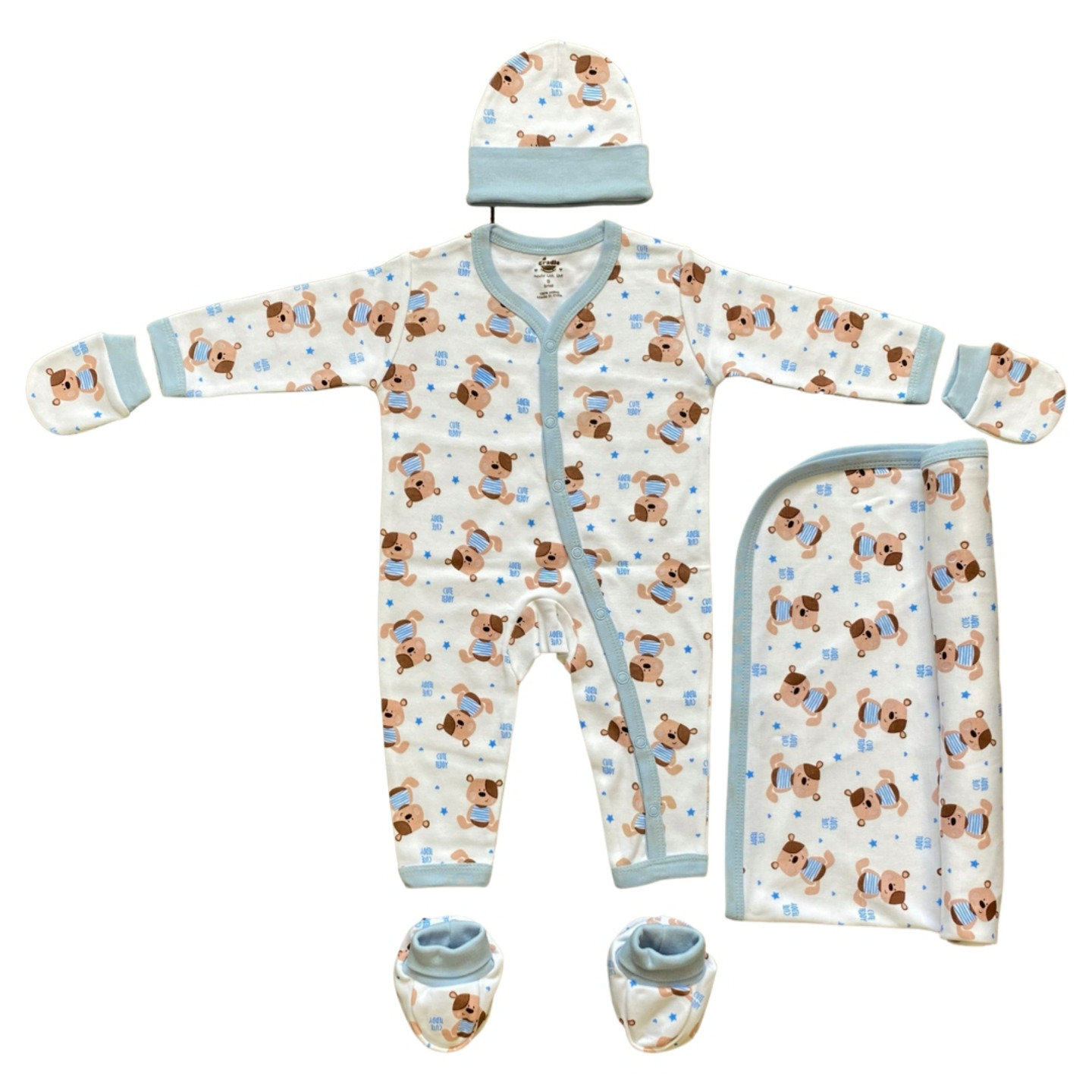 Cradle Togs Newborn Gifting Set 5 Pcs Blue Teddy