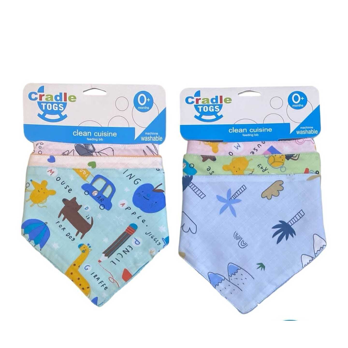 Cradle Newborn Infant Pack of 3 Muslin Bibs