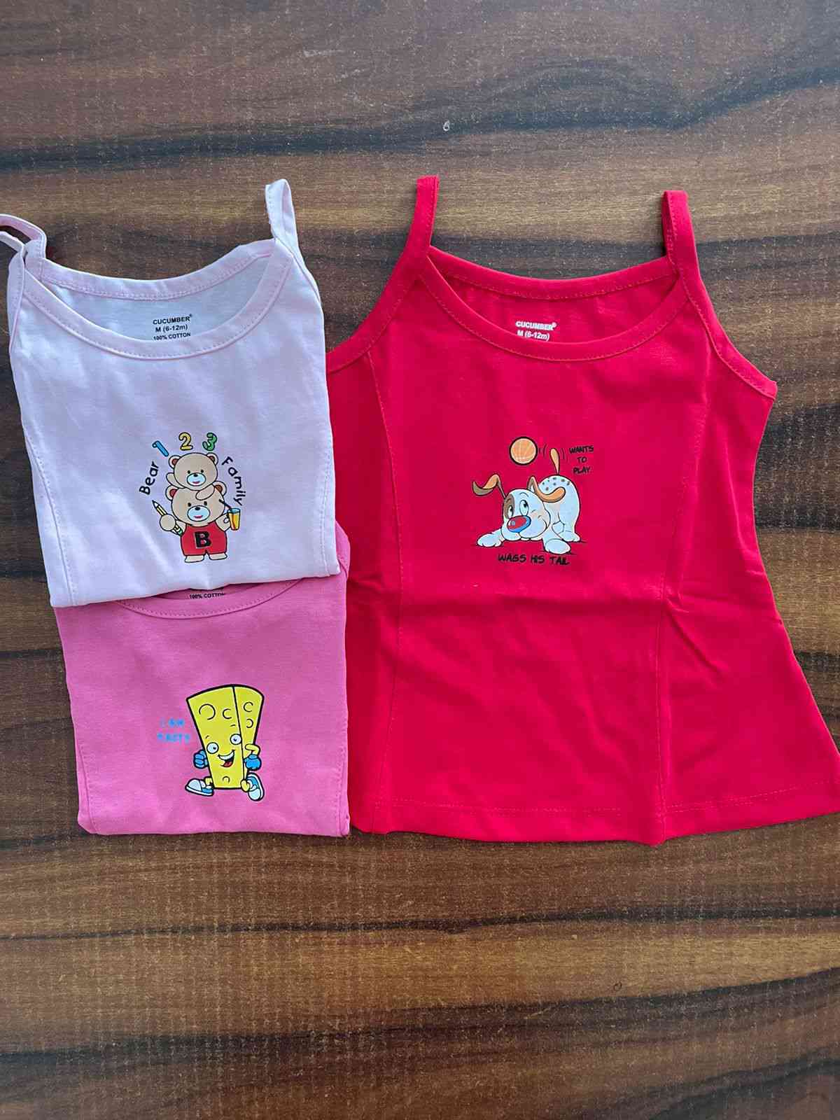 Cucumber Girls Inners  Vests  6 to 12 Months Till 18 to 24 Months   Pack of 3