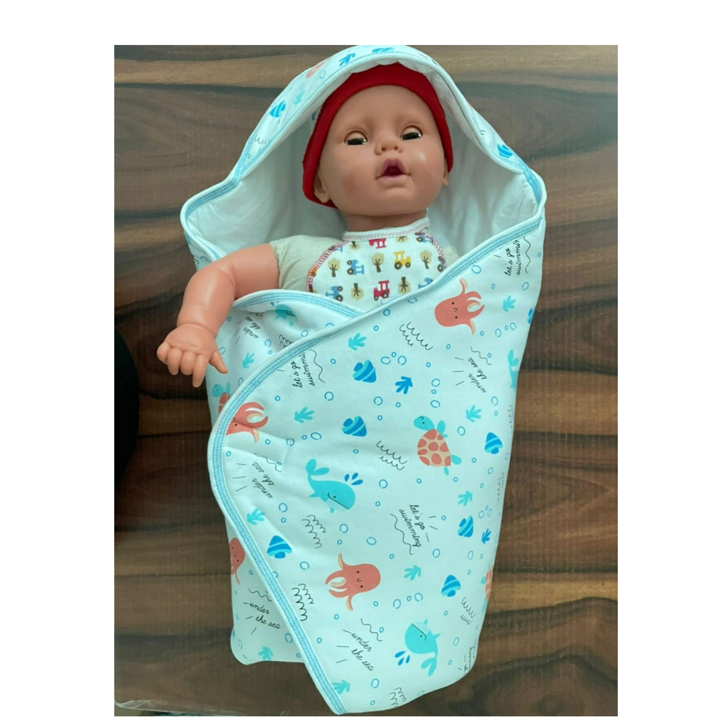 NewBorn Infant Cradle Togs Hooded Blanket with Polyfill Newborn babies Octopus Print