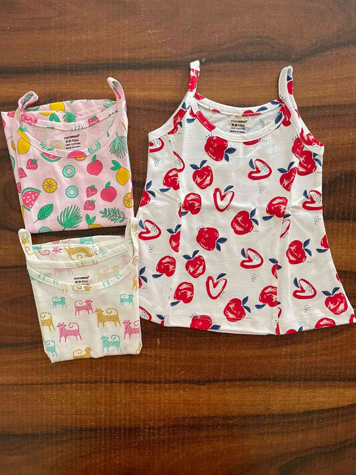 Cucumber Girls Inners  Vests  6 to 12 Months Till 5 to 6 Years   Pack of 3