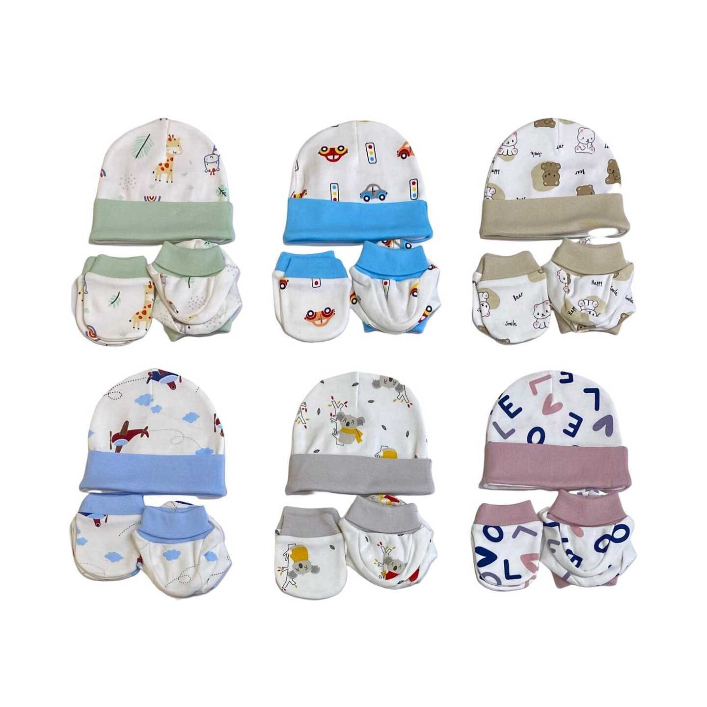 Cradle Togs Newborn Baby Cap Mitten Booties Set