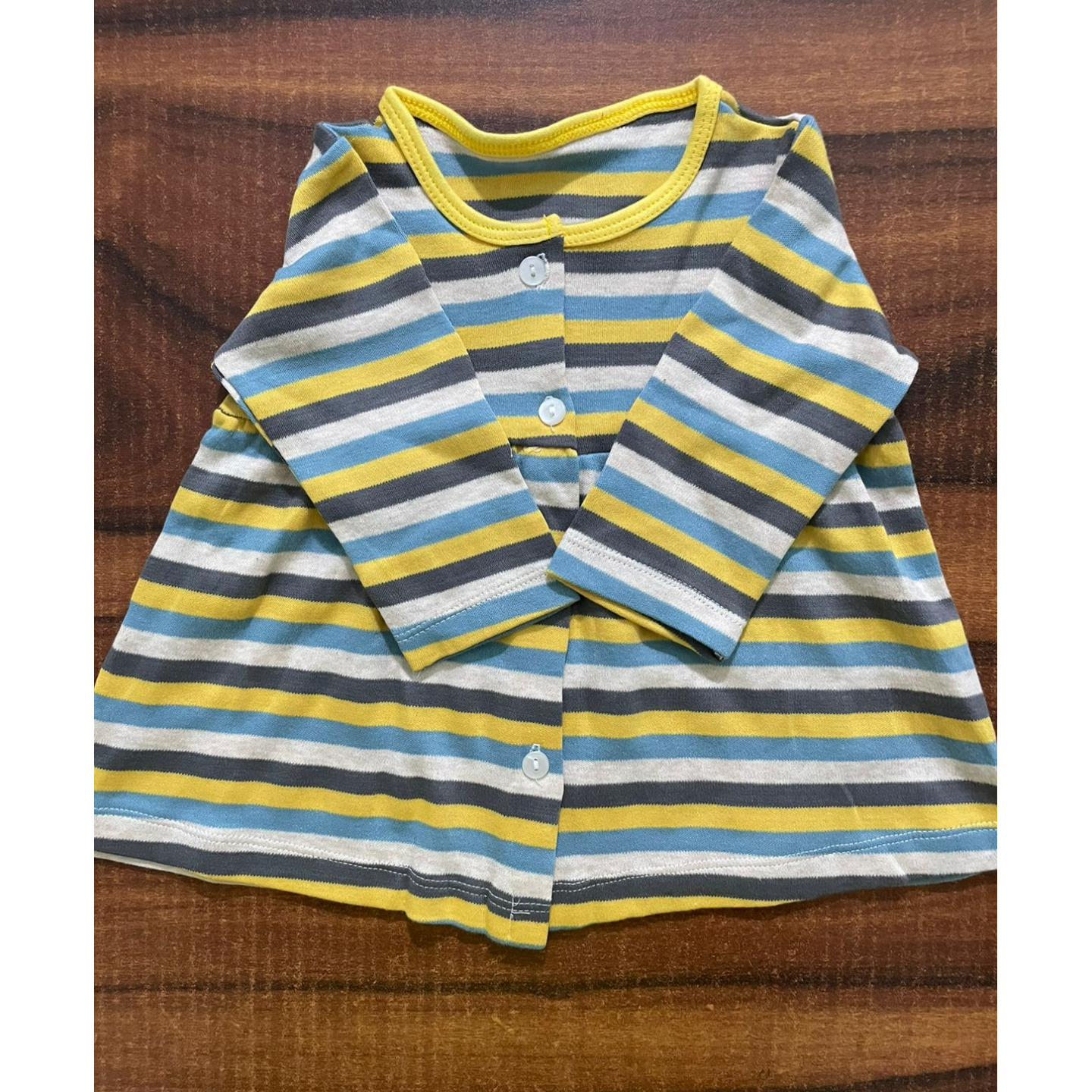 Precious One NewBorn Infant Kids BabyGirl Frock 12-18 Months Yellow Stripes