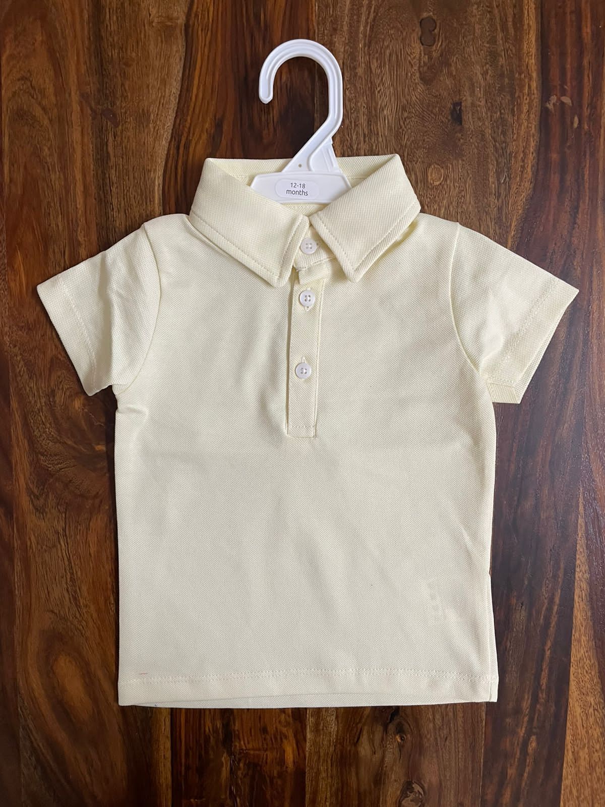 BabyNeeds Daily Wear Plain Collar Cotton T-Shirts Unisex LEMON YELLOW COLOR