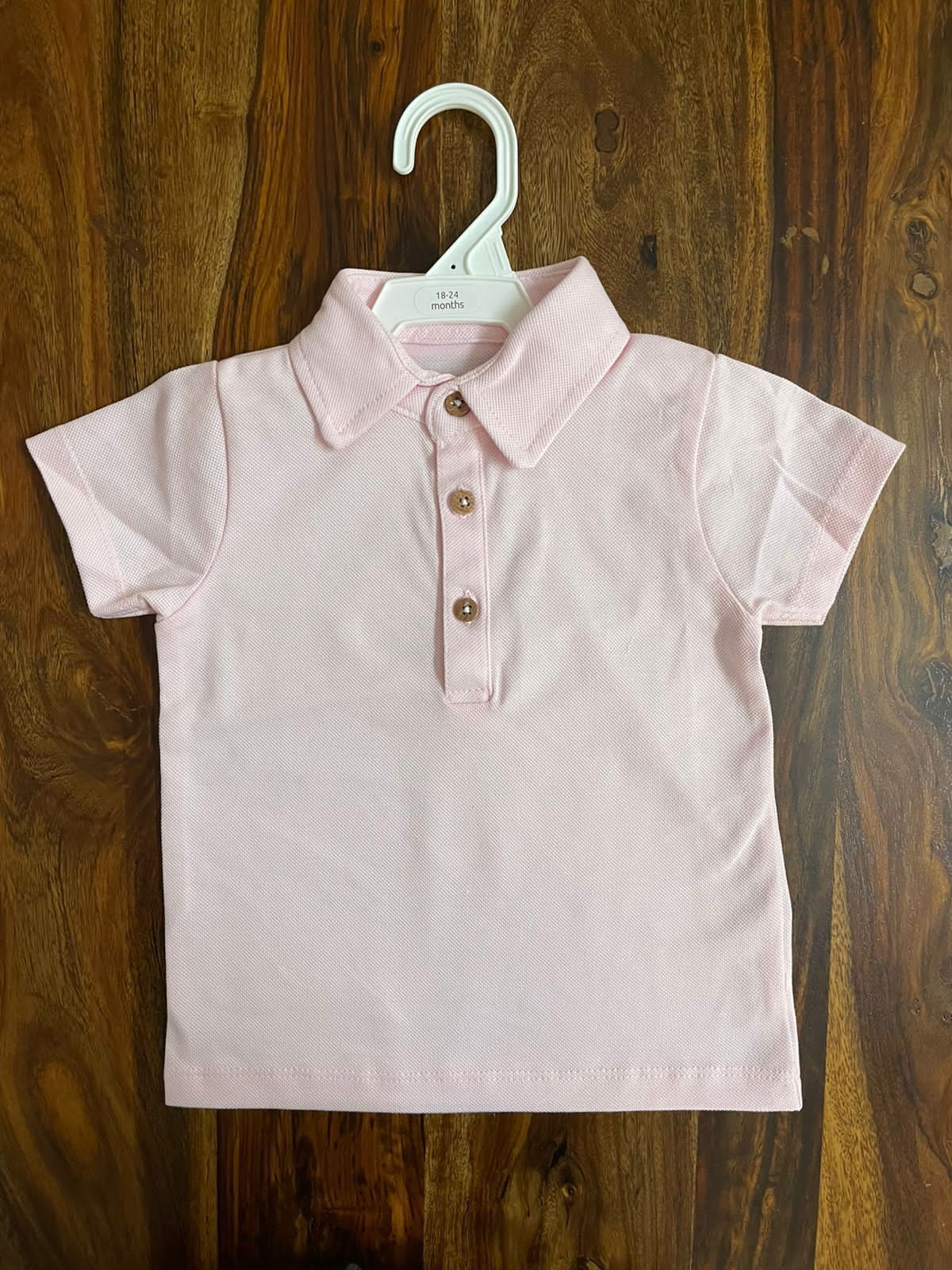 BabyNeeds Daily Wear Plain Collar Cotton T-Shirts Unisex Baby Pink