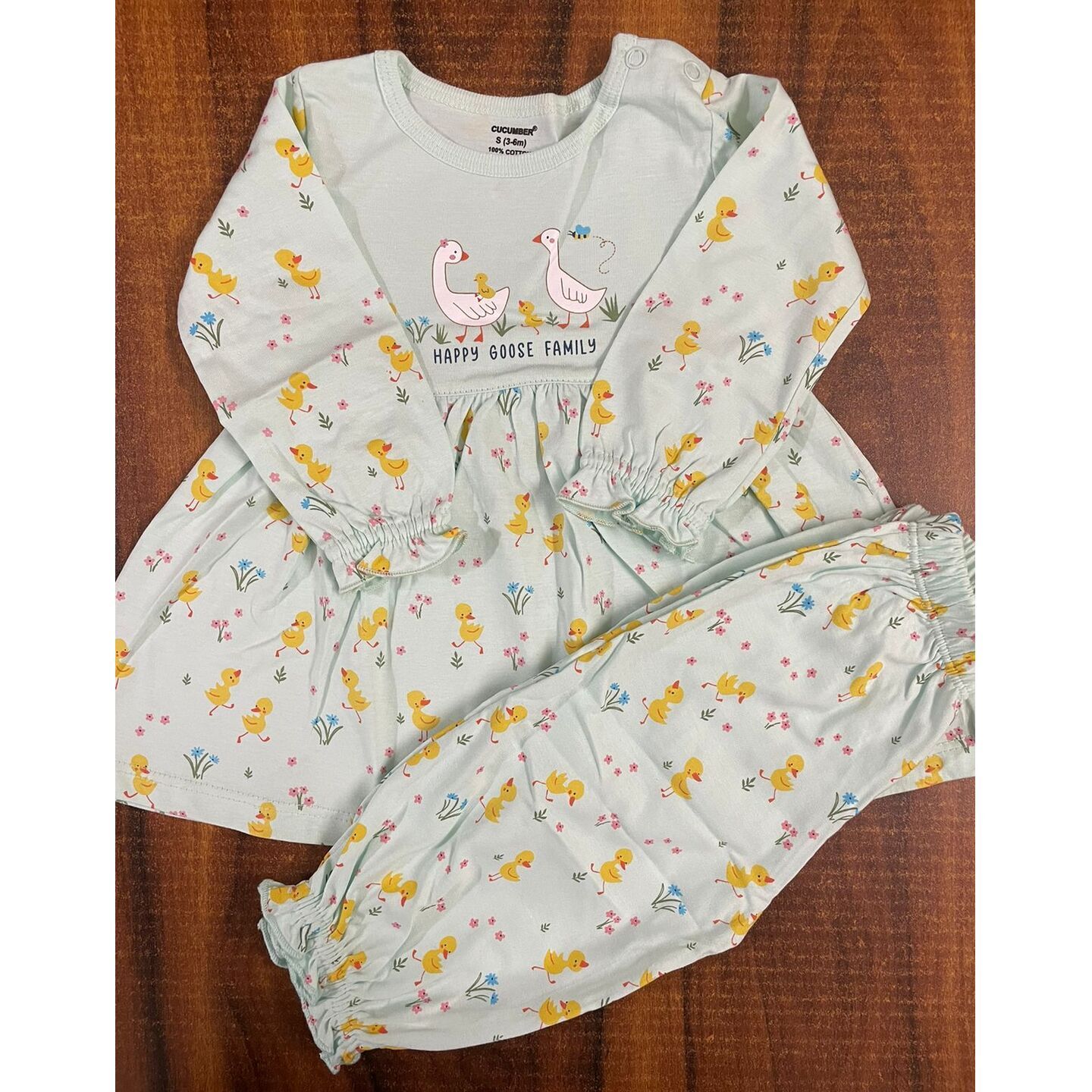 Newborn Infant Kids Cucumber Full Sleeves Frock Sets upto 1 Year