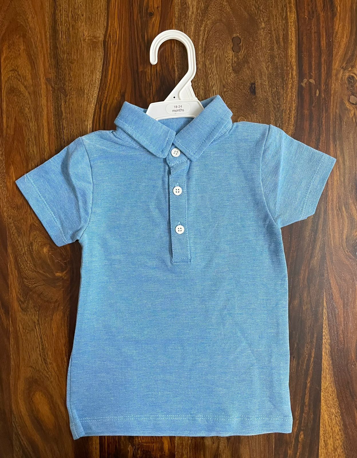 BabyNeeds Daily Wear Plain Collar Cotton T-Shirts Unisex AQUA BLUE COLOR