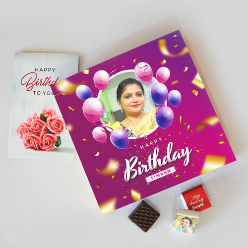 Birthday Gift Box, Personalized Assorted Chocolate 9 Cubes + Greeting Card