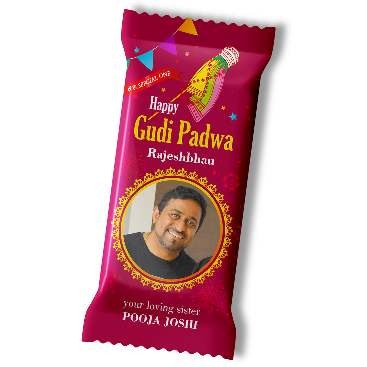 Gudi Padwa Gift, Personalized Chocolate Large bar - 100g