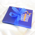 Raksha Bandhan Blue Gift Box, Personalized Assorted Chocolate 1 Bar + 14 Cubes