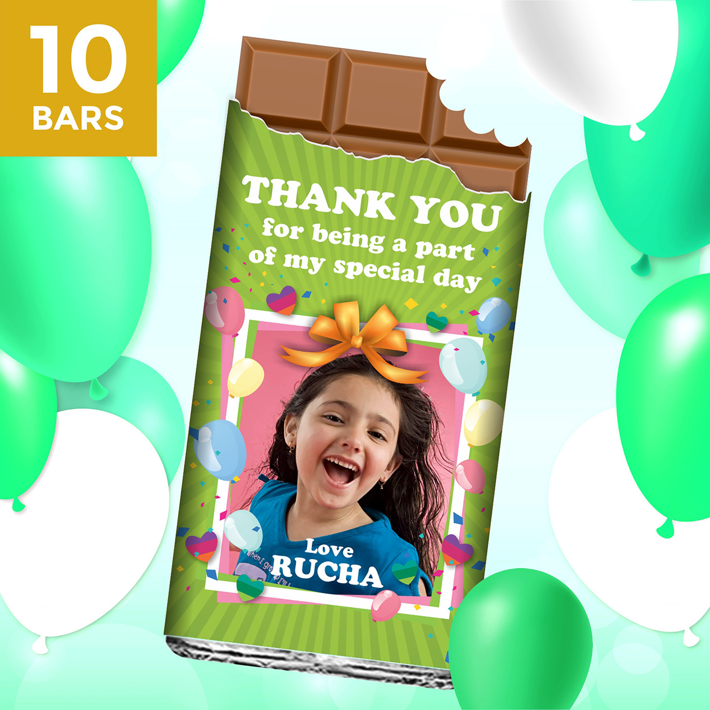 Birthday Return Gifts, Personalize Chocolates -10 Bars