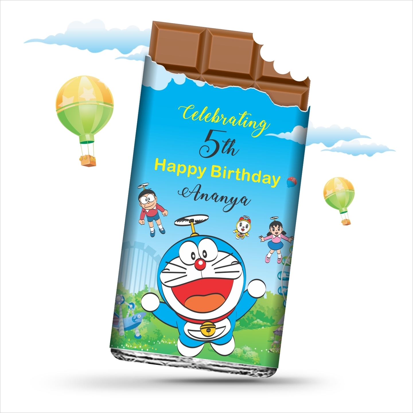 Birthday Return Gifts, Doraemon Personalize Chocolates -10 Bars