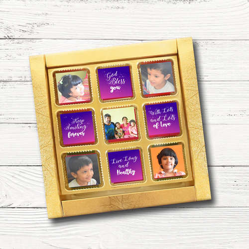 Raksha Bandhan Gift Box, Personalized Assorted Chocolate 9 Cubes