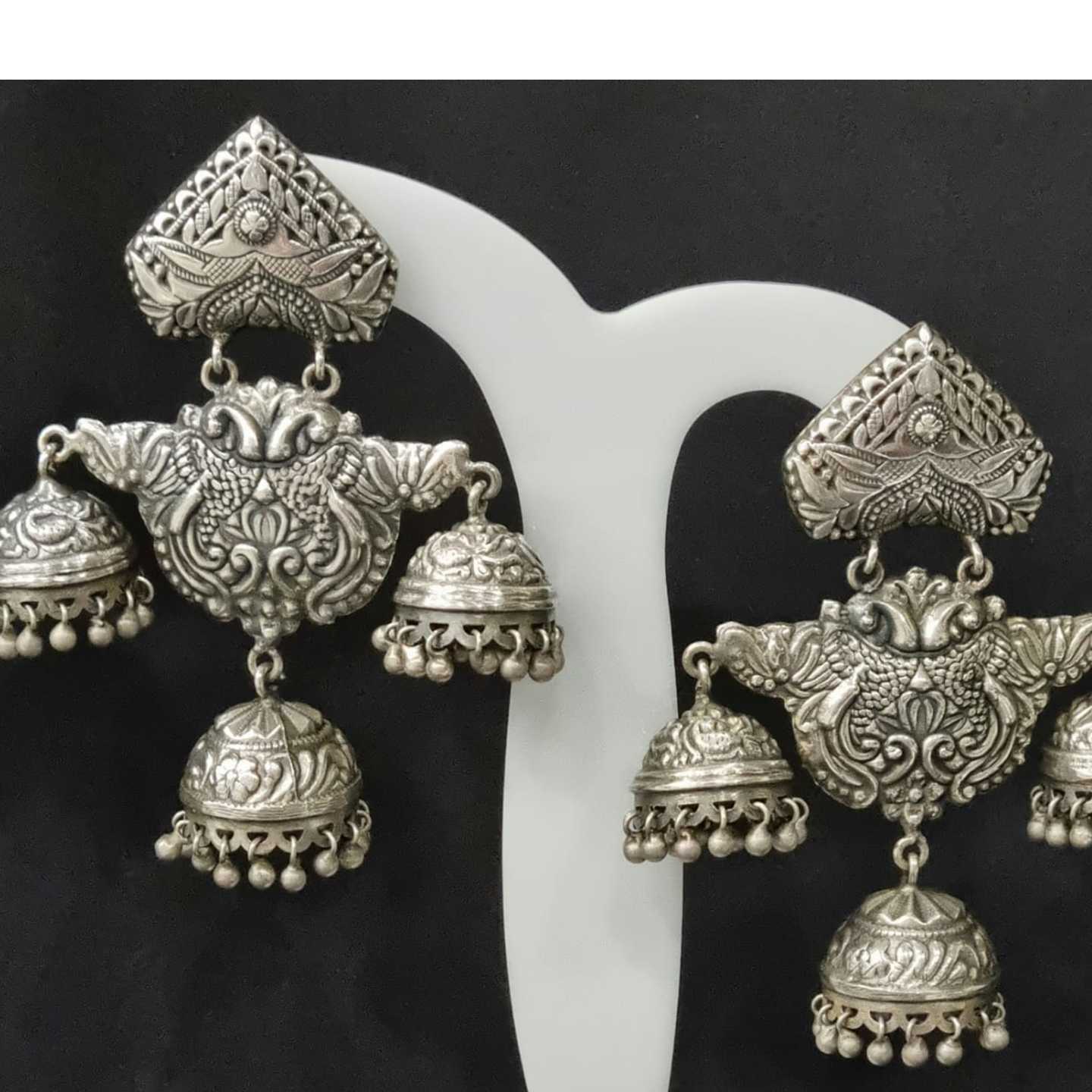 Silver Jhumkhi Oxidized