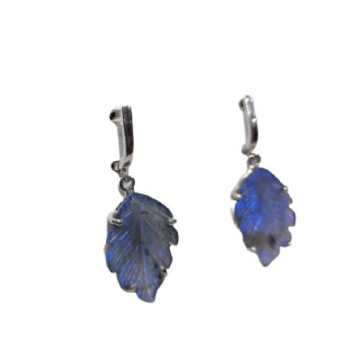 Jewel Art N Craft LEAF CUT NATURAL STONE EARRINGS IN 92.5 STERLING SILVER WITH RHODIUM PLATINGavailable with tiger eye, Lapis lazuli, Rose quartz, Smokey topaz, green onex, Terquoise, malakite stones