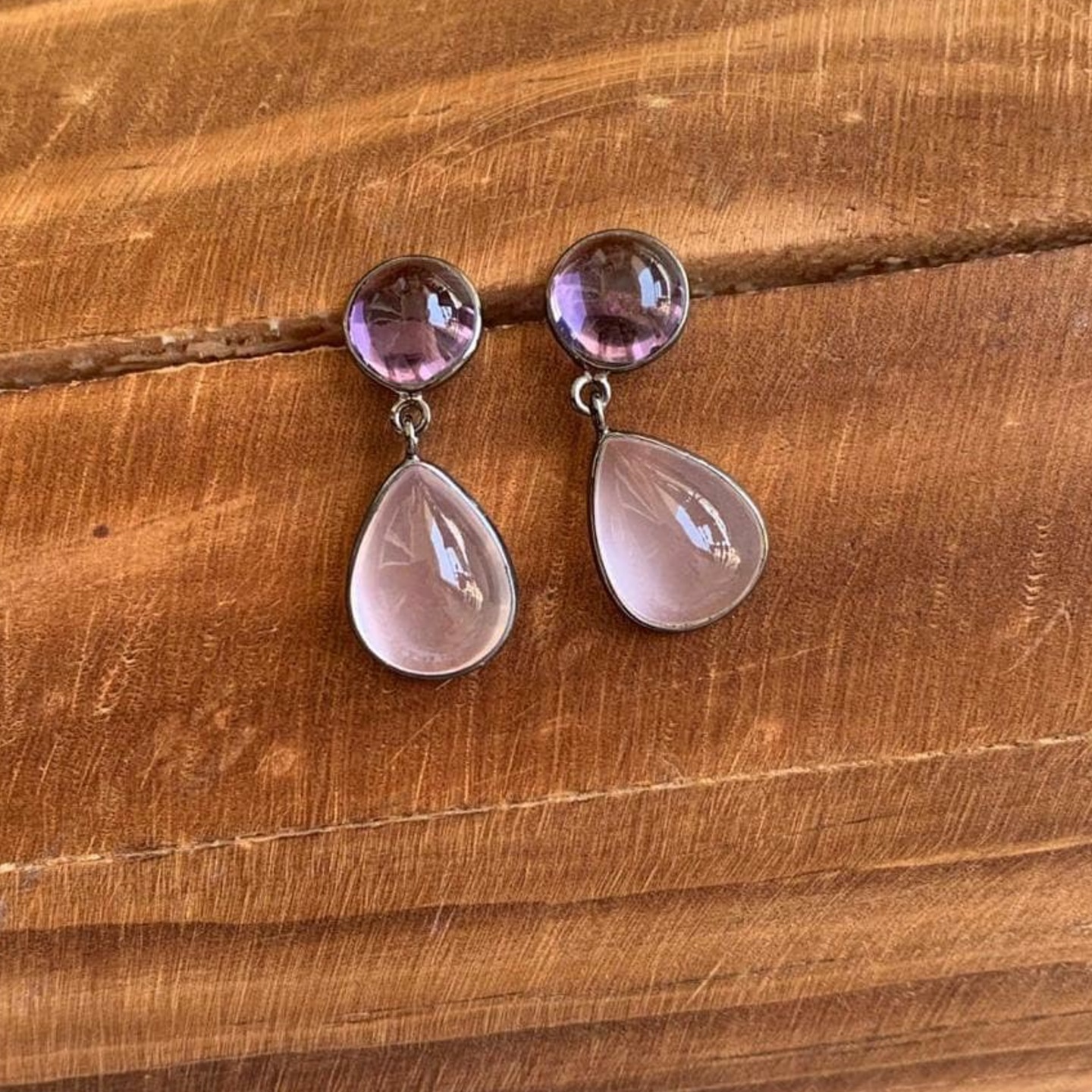 Amethyst and Rose Quarts Earing