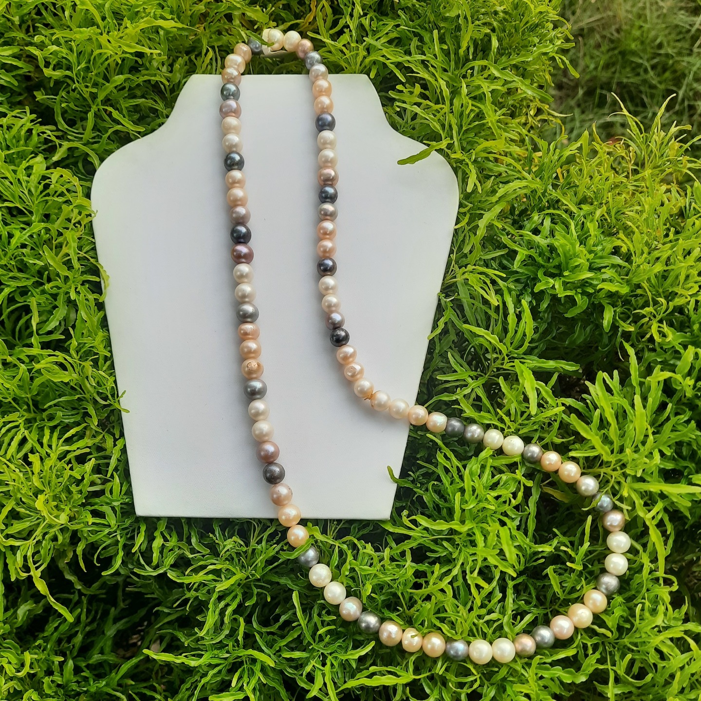 Mix Color Natural Pearl Necklace 27 Inch