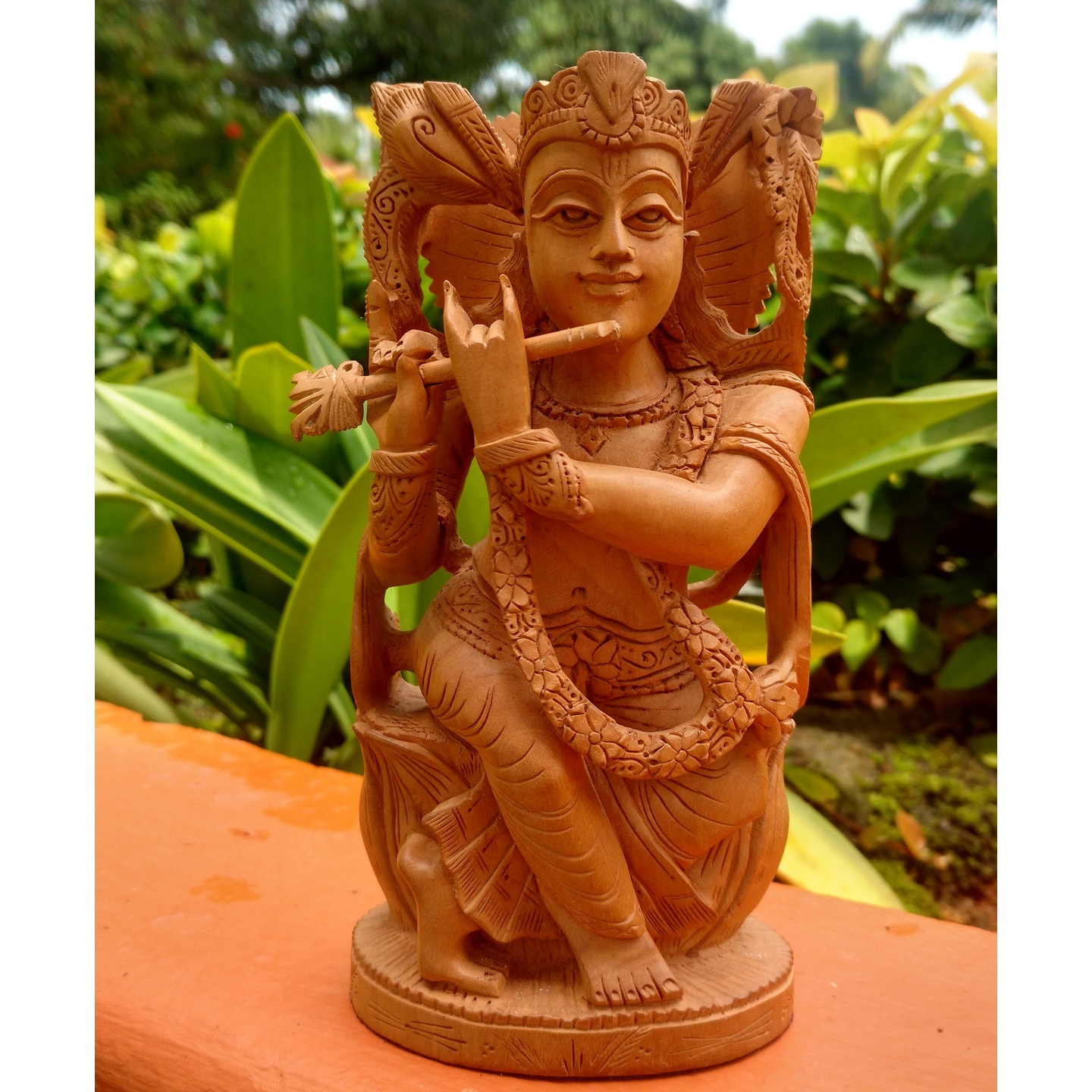 Krishna Wood Hand Carved 7 Inch