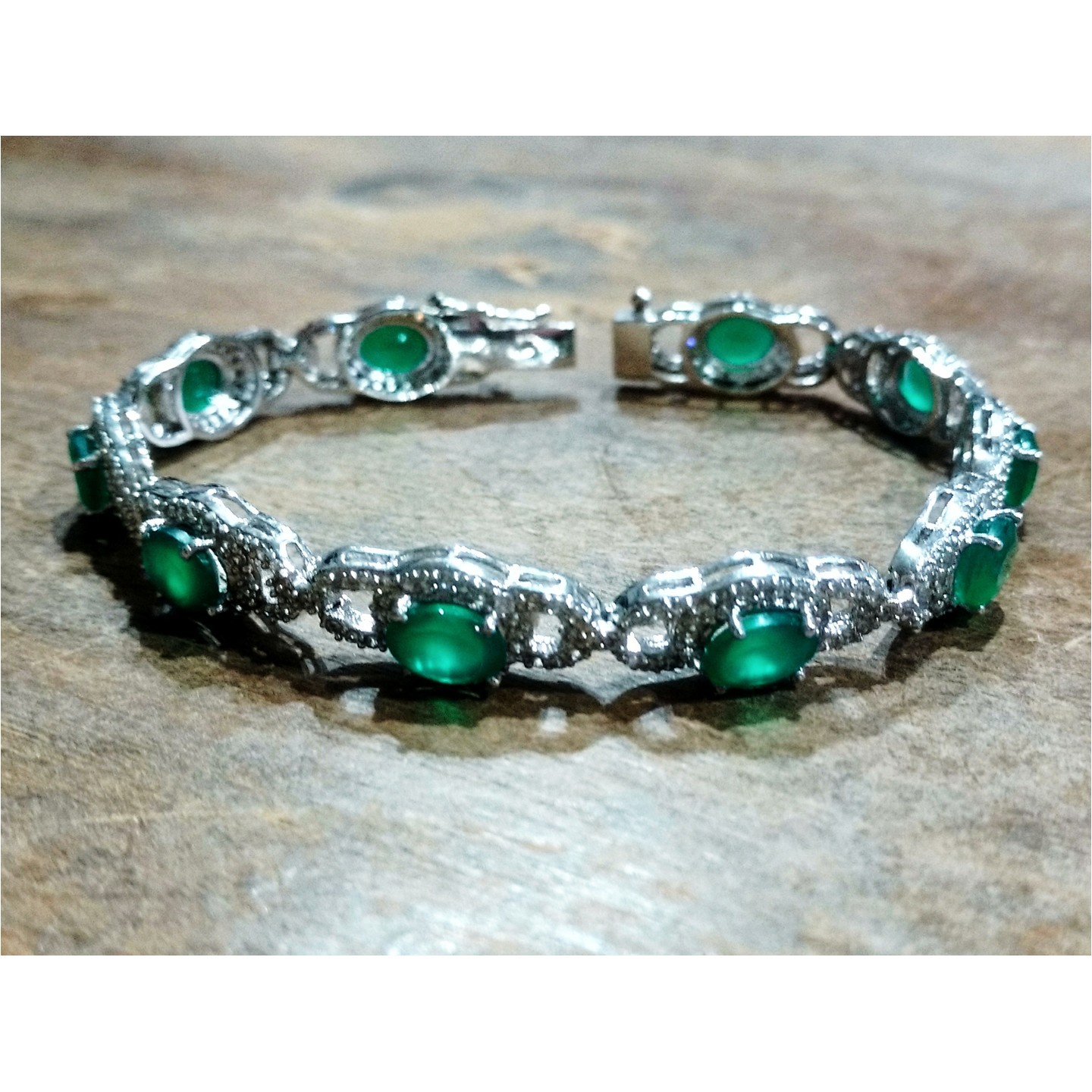 Green Onyx Bracelet Silver