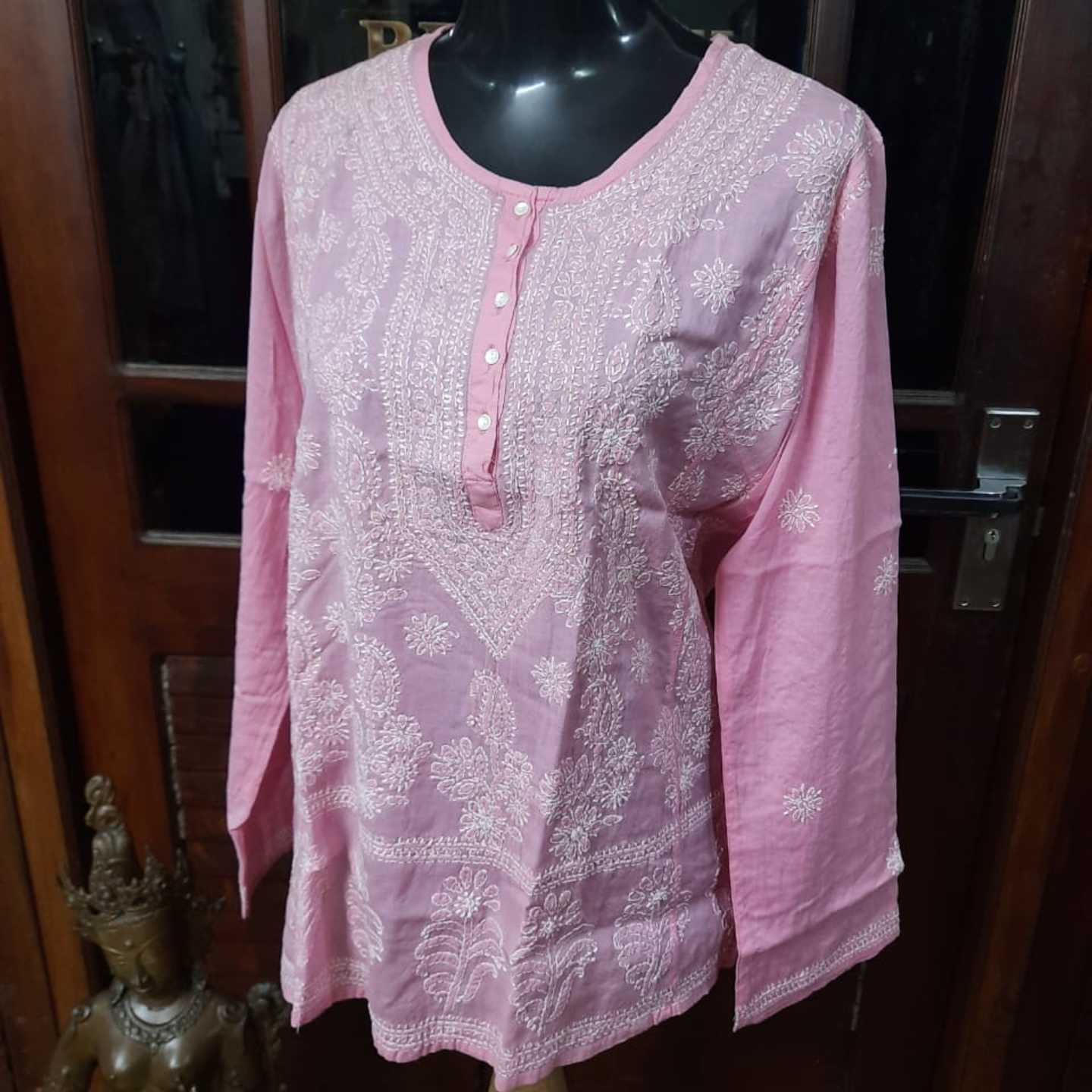 Pink Cloth Top Chikan Work Hand Embroidered