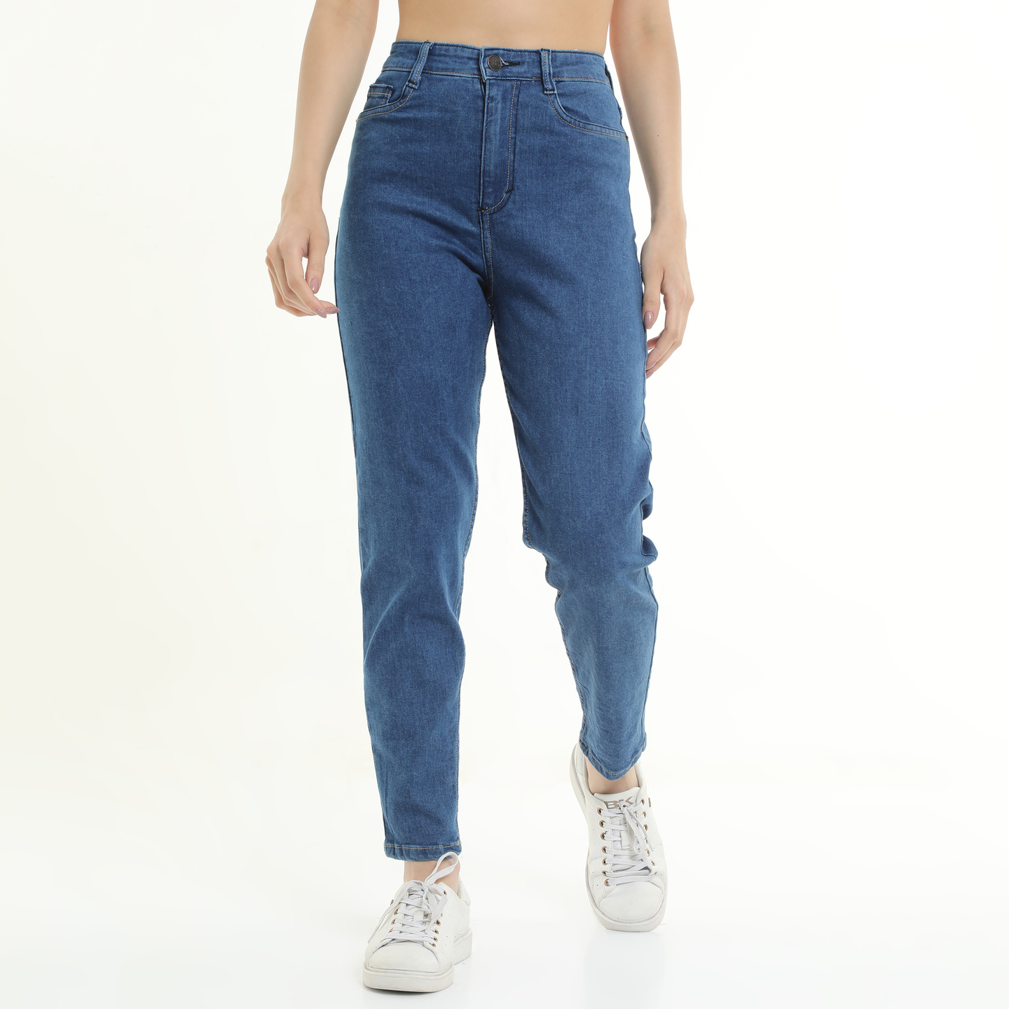 Blue Clean Look High-Rise Mom Jeans