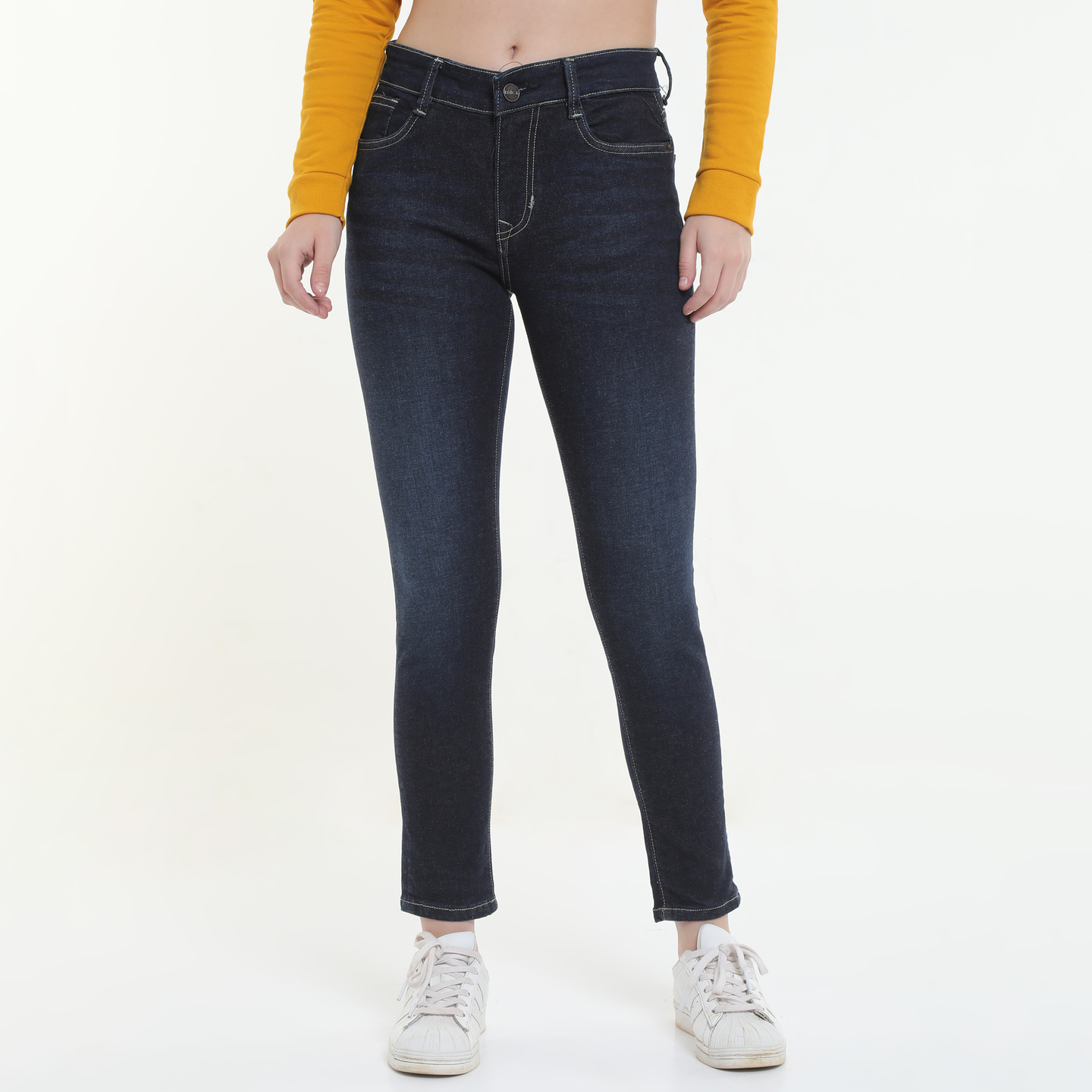 Dark Blue Skinny Mid-Rise Jeans